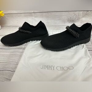 Brand New Jimmy Choo Verona Black Knit Trainers with Crystals Size 38. US Size 7